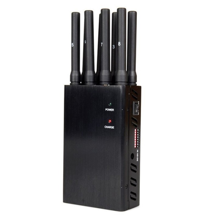 8-Antennas Portable Signal Jammer, Block 2G-5G/WiFi 2.4G/GPS L1 Mobile Phone & Tracking Signals
